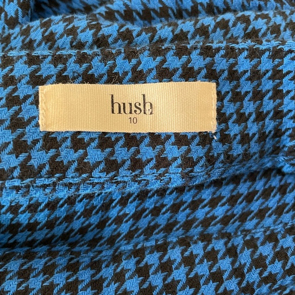 Hush Zuri Blue Black Houndstooth Check Ruffle Frill Wrap Skirt Size 10 Midi - Picture 8 of 9